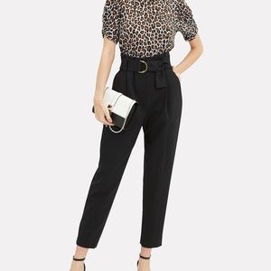 A.L.C. Black Paper Bag High Waist Belted Diego Trousers Size 2.